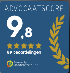 Advocaatscore 9,8 — 89 beoordelingen, powered by Keizersgracht Ray via Klantenvertellen